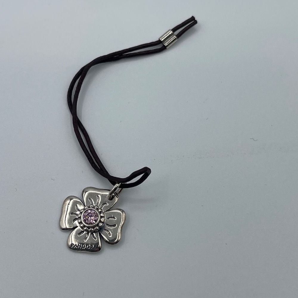 Pandora Sterling Silver Pink CZ Flower Charm opener S925